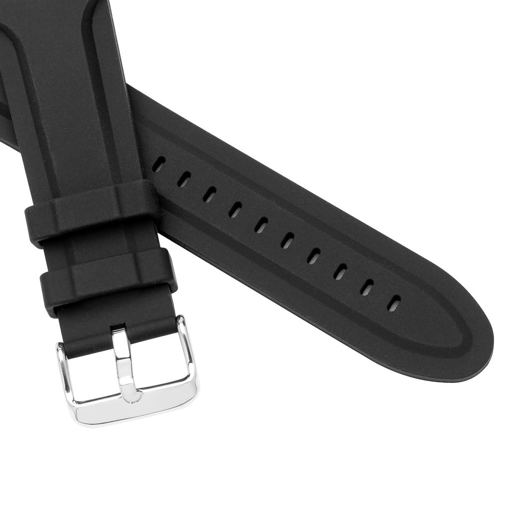 Watch Strap 24mm Silicone Resin Strap Easy Installation Tool Included Black [Clefer] SI-16