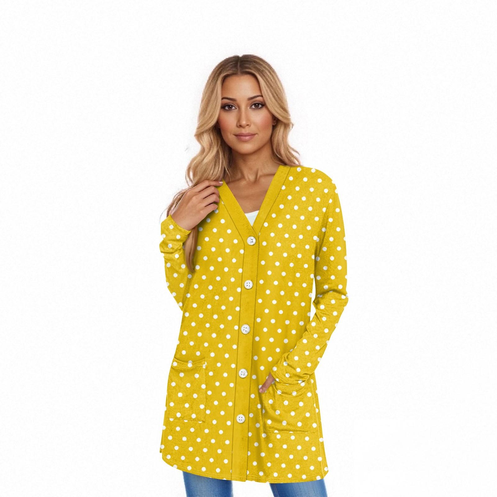 

Женский кардиган с длинным рукавом, повседневная куртка с карманами, топ XL жёлтый