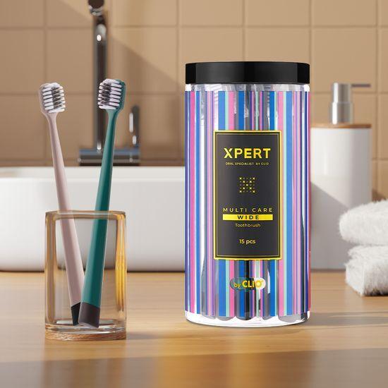 Clio XPERT Multi-Care Wide Ultra-Fine Toothbrush, 15-Pack