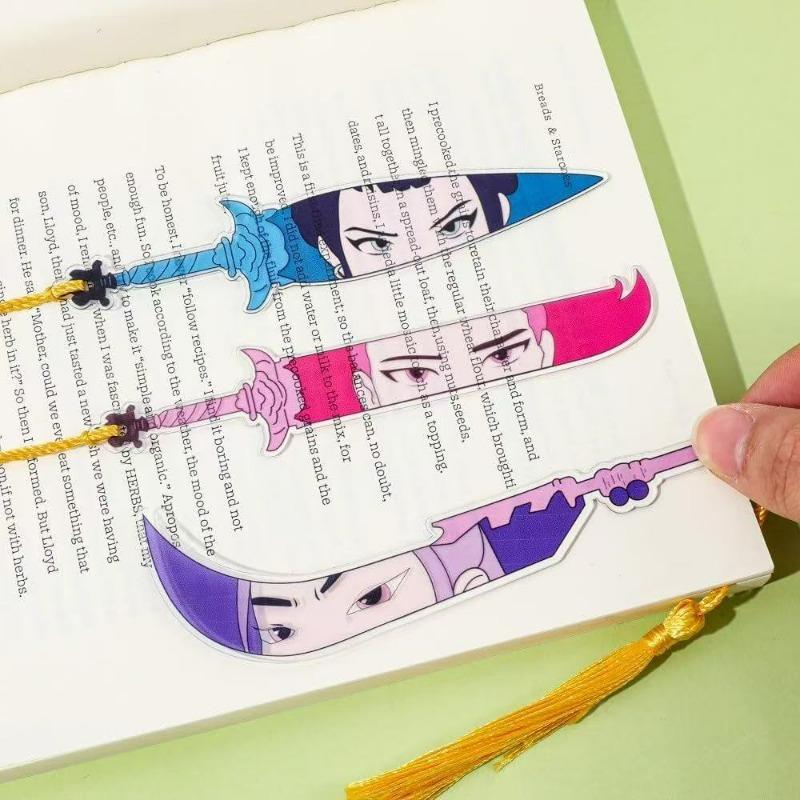 Semn de carte Vânătorii de idoli ai grupului K-Pop, Semne de carte Exorciștii Demonilor Pop, Accesorii de lectură anime pentru iubitorii de cărți fani ai muzicii coreene (Armă Kpop)