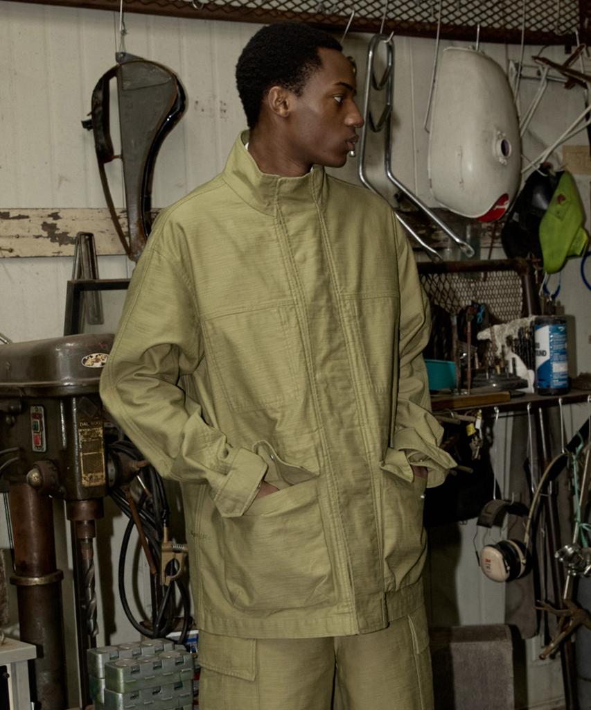 Magoodgan Safari 5311 Satin Cotton Oversized Khaki Field Jacket