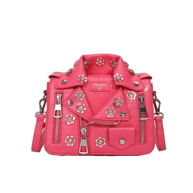 

Personalized leather jacket small bag 2025 new fashion rivet shoulder bag women s trendy versatile clothing bag