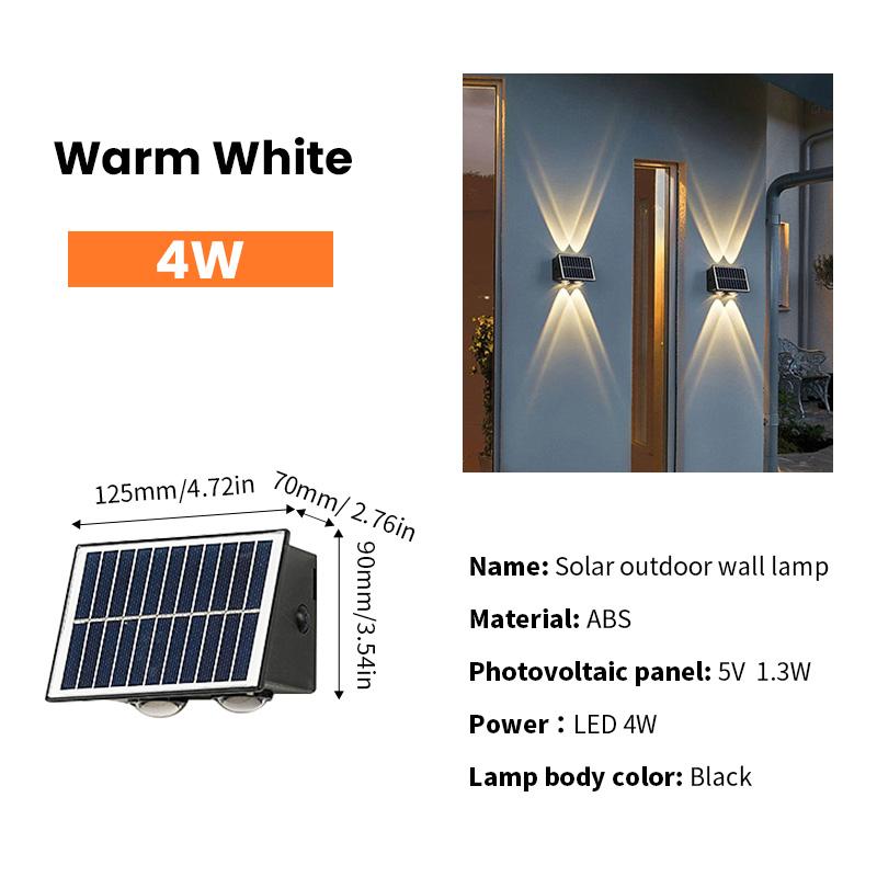 

Солнечный уличный светодиодный прожектор, водонепроницаемый настенный светильник на солнечной батарее, светильник вверх и вниз для крыльца, сада, двора, улицы, балкона, украшения 1PC