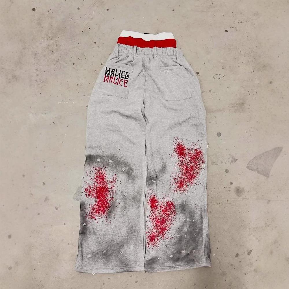 

ZYLLO Уличный стиль Харадзюку Грязный стиль Мода Брюки с двойной талией С высокой талией Джоггеры Брюки-карго свободного кроя S серый