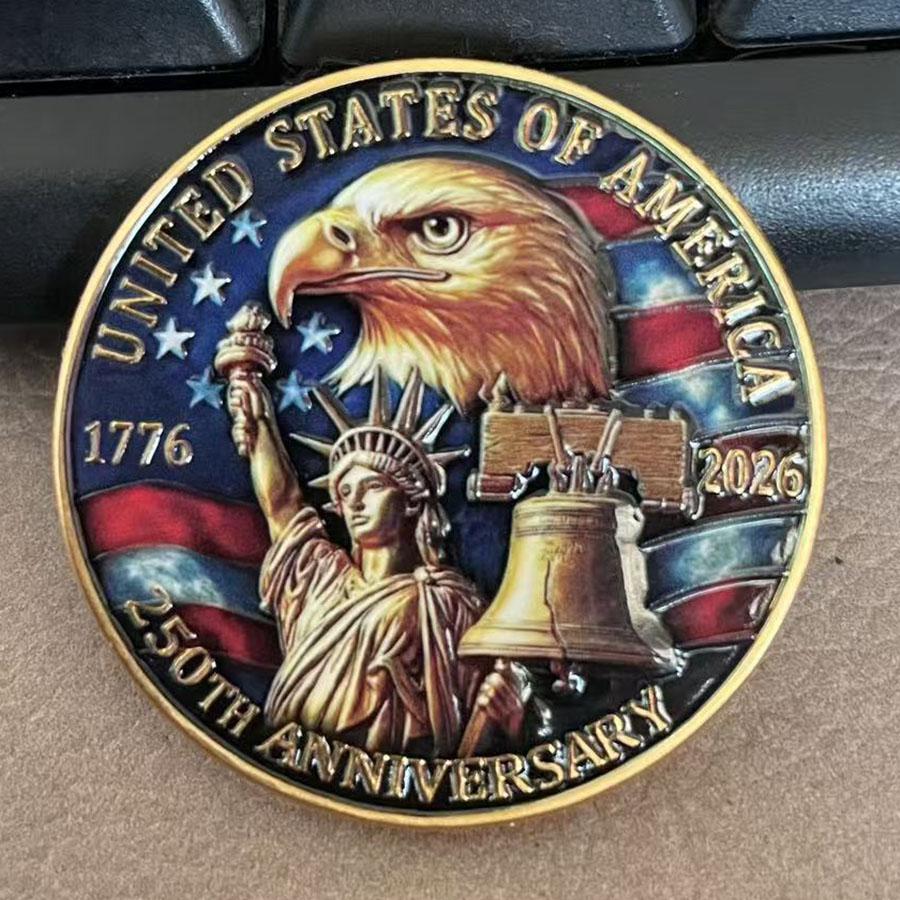 4CM USA 250th Anniversary Commemorative Coin Collection Statue of Liberty American Eagle Souvenir Coin Gifts