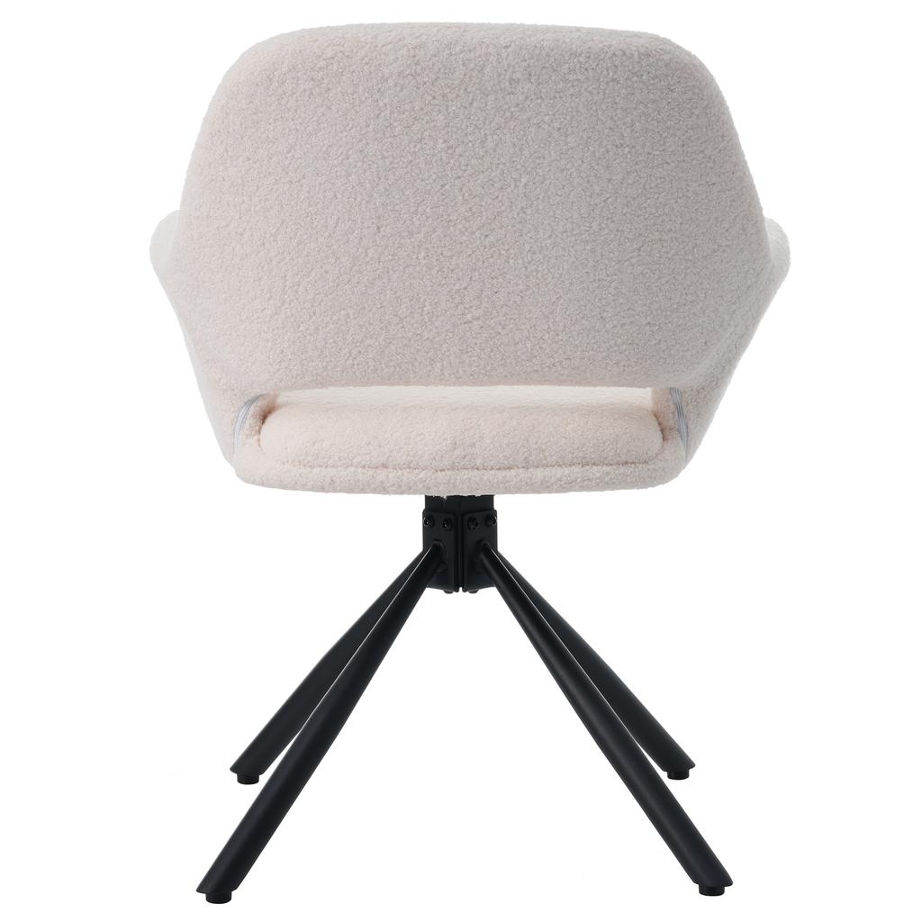 Swivel, Sherpa Fabric, Set of 2, With Armrests, Modern and Simple, Dining Chair, White