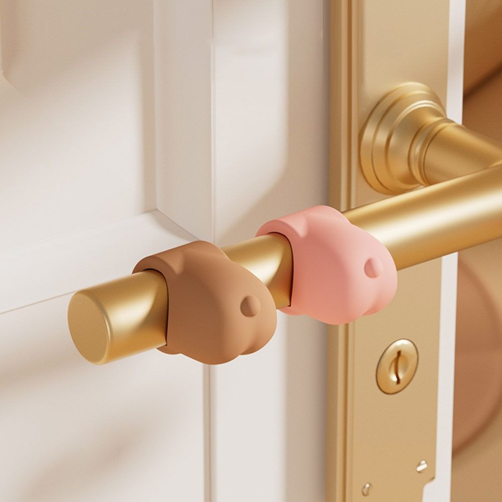 3Pcs Silicone Door Stopper Cartoon Punch-free Wall Protector Anti-Shock Silent Door Handle Anti-collision Ring for Bedroom