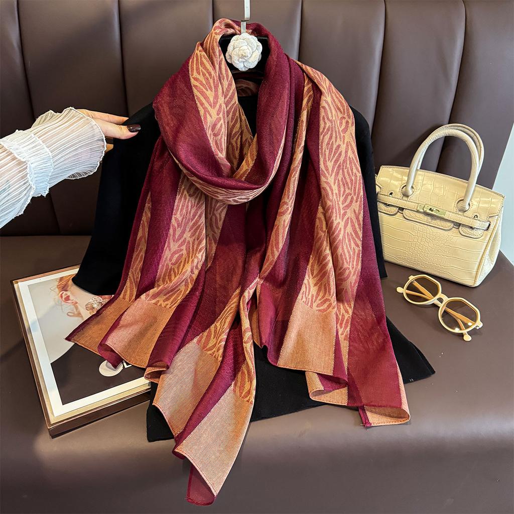 Luxury Long Scarf For Women Elegant Shawl Warps Ladies Hijab Neckerchief Soft Stain Retro Scarves For Travel Wear