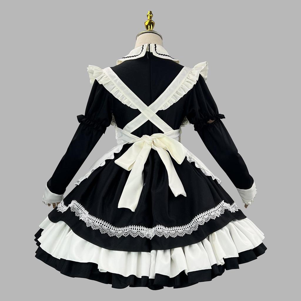 Costume de bonne Lolita polyvalent avec manches et cravate amovibles - Idéal pour les performances et les diffusions en direct