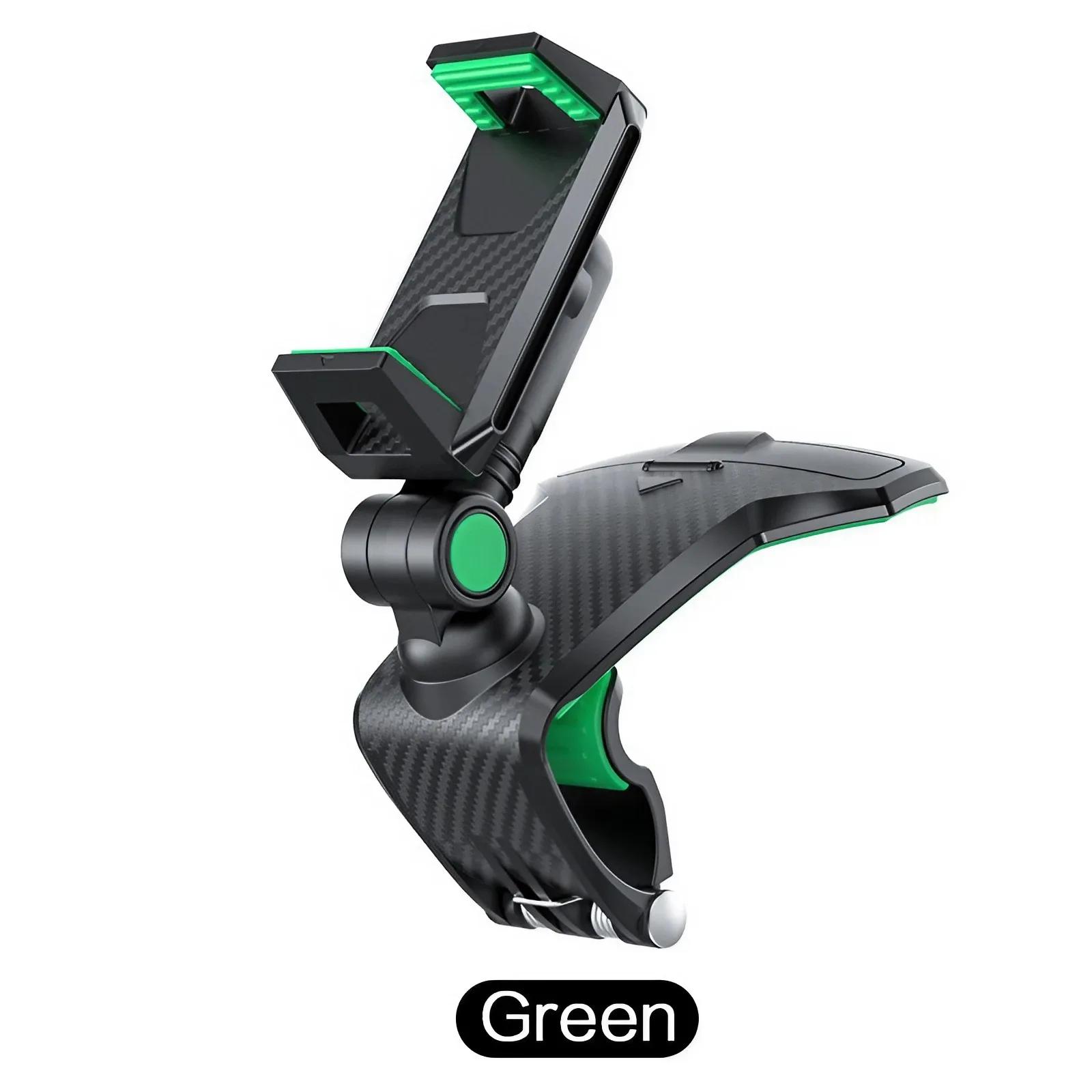 

Universal Car Phone Holder Dashboard Easy Clip Mount GPS Display Bracket Front Support Stand зелёный