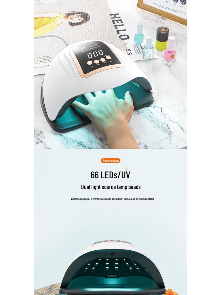 Smart Quick-Dry Nail Lamp for Salon Wearable Nails - No Blackening Hands, Light Therapy Curing Lamp