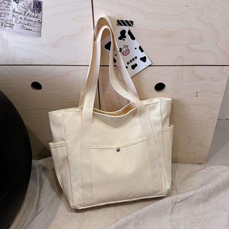 Versatile Canvas Tote Bag for Women - Large Capacity Mori Style Shoulder Bag for College Students