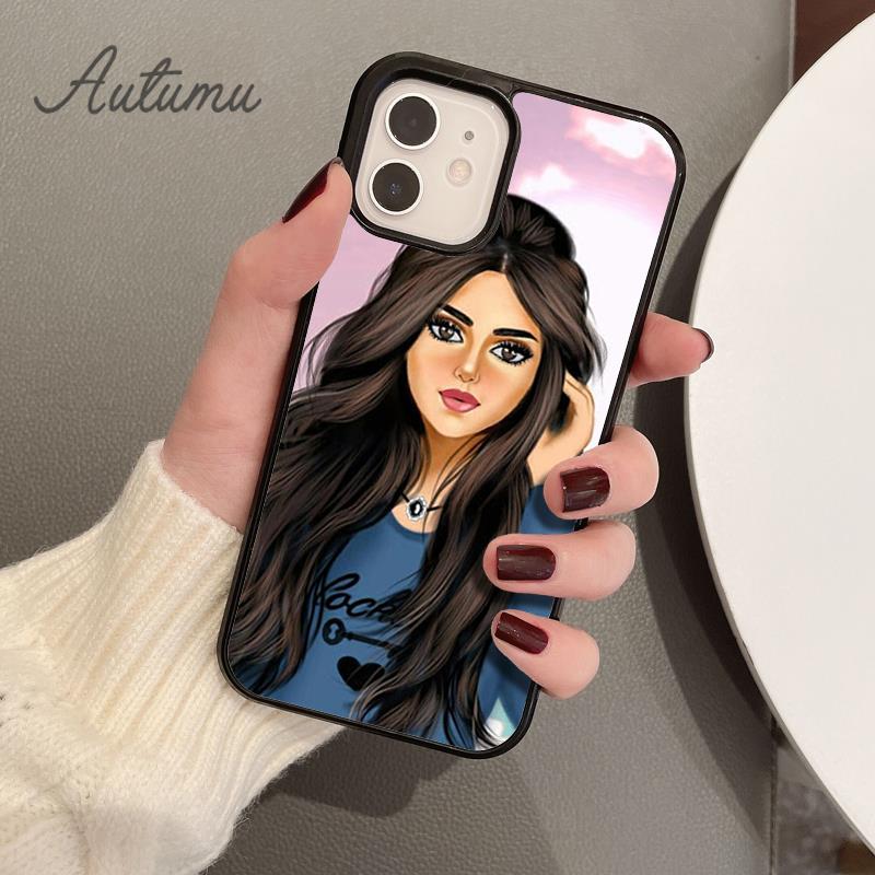 Brunette Blonde Girl Cute Phone Case for iPhone 11 12 13 14 Pro Max mini XR XS SE 2020 6S 7 8 Plus Samsung Galaxy S21 S22 Cover