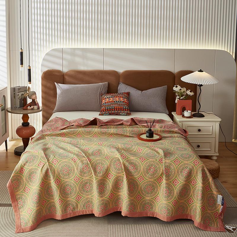 

Хлопковый жаккардовый плед из марли: Дышащее, Утолщенное Двухслойное Одеяло и Покрывало 150*200cm (Approx. 1.25KG)