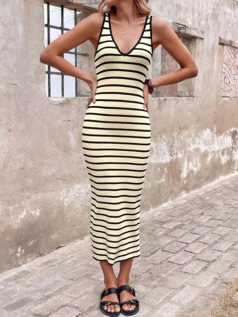 2026 European & American Slim-Fit Striped Summer Tank Dress: Fashionable & Versatile