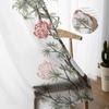 Rideaux de fenêtre transparents à fleurs d'été, feuilles de vigne, pour salon, cuisine, chambre d'enfant, rideau suspendu en Voile
