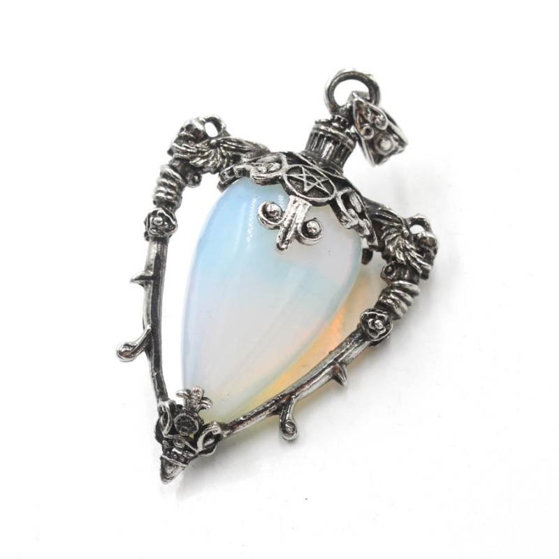 Crystal Pendulum Pendant Necklace Natural Stone Gemstone Charm Women Fashion OL Style Copper Plated Jewelry