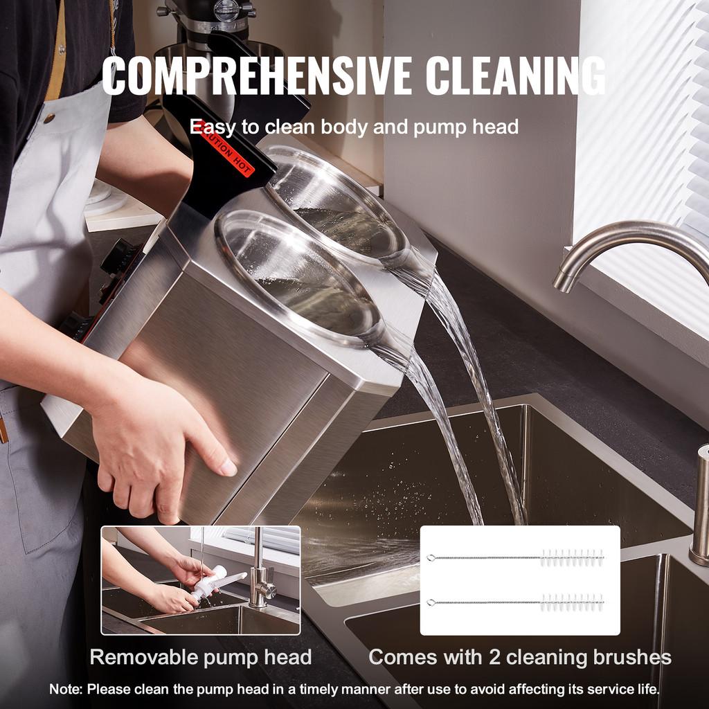 650W/1300W Stainless Steel Electric Cheese Dispenser Commercial Hot Fudge Warmer Plastic Double Pumps Dispenser