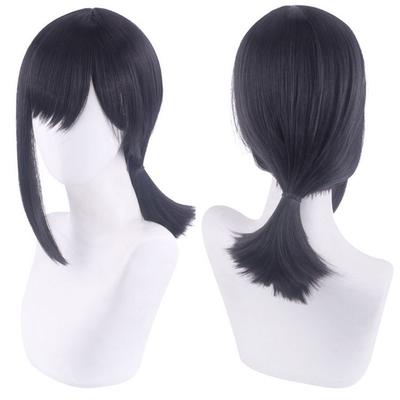 Peluca de Cosplay de Alta Calidad de Chainsaw Man Higashiyama Kobeni Cola de Caballo Negra Cabello Sintético Resistente al Calor Pelucas + Gorro para Peluca + Horquillas