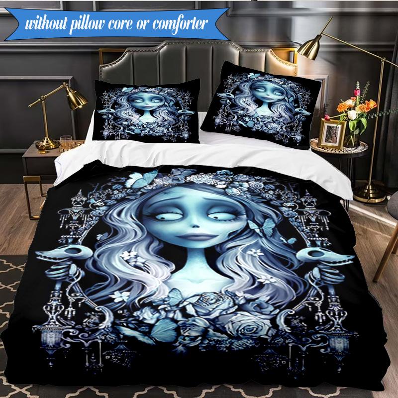 Gotische Leichenschönheit In Bloom 3-teiliges K-Pop Musikgruppen-Bettwäscheset, Ideal für Schlafzimmer, Wohnheim, Inklusive Bettbezug und 2 Kissenbezügen, Fan-Geschenke