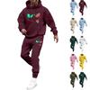 Men's Printed Hooded Sweatshirt And Sweatpants Casual Sports Suit