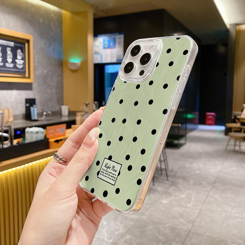 Korean Green Feather Yarn Polka Dot 15 for Apple 16 Promax Mobile Phone Case for IPhone 14/13 Anti-fall 12/11