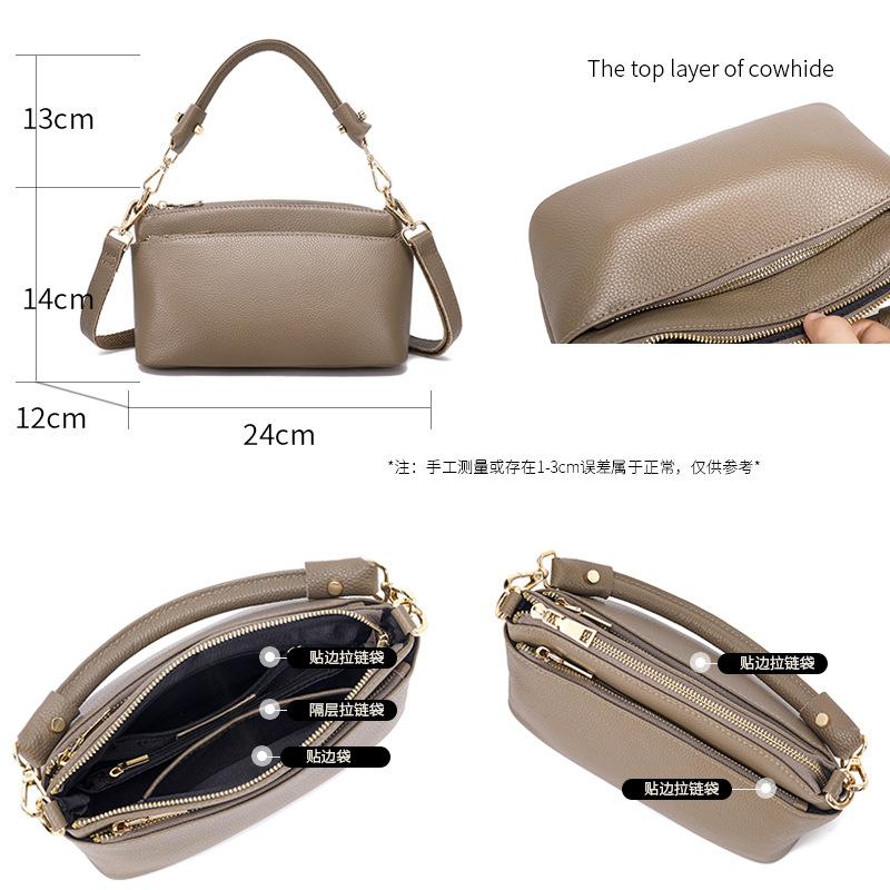 Genuine Leather Women's Bag First Layer Cowhide Versatile Commuter Tote Lightweight Crossbody Shoulder Small Bag New Design