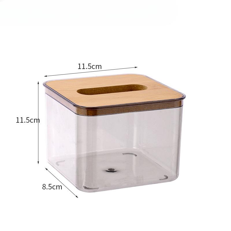 Plastic Tissue Box Wooden Lid Round/Square Napkin Holder Container Wet Tissue Paper Dispenser Case Modern Home Car Organizer