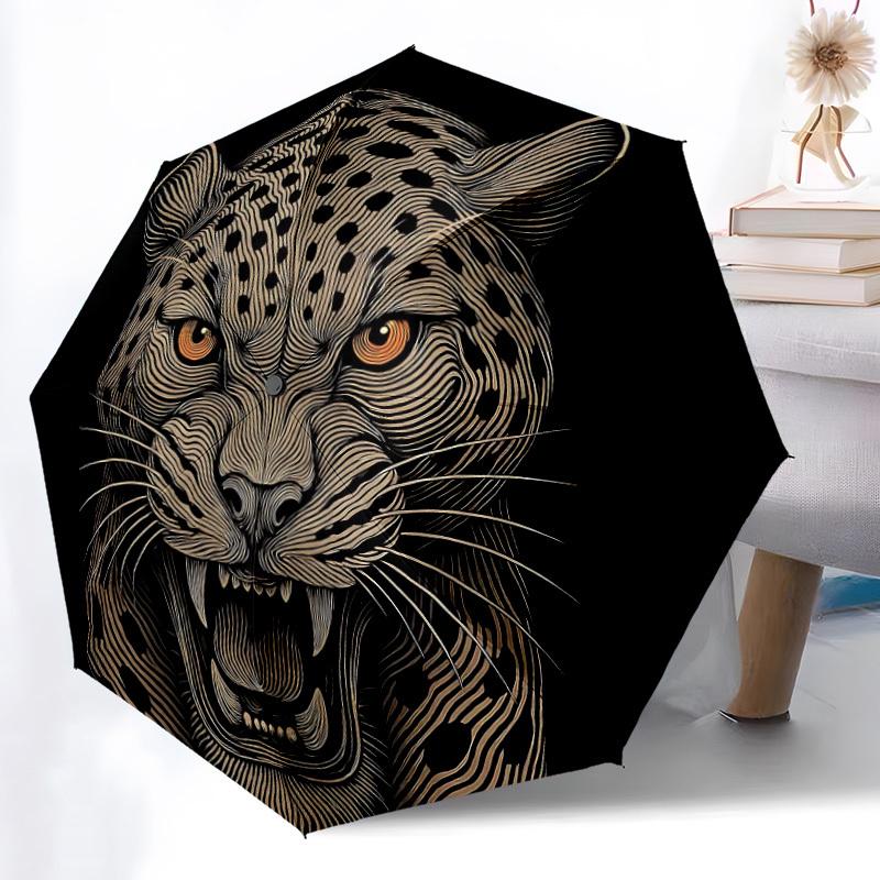 1pz Ombrello Automatico Apri/Chiudi Gatto Selvatico Leopardo, Ombrello Pieghevole Compatto, Ombrello Portatile per Tutte le Stagioni per Donne/Uomini F1124145