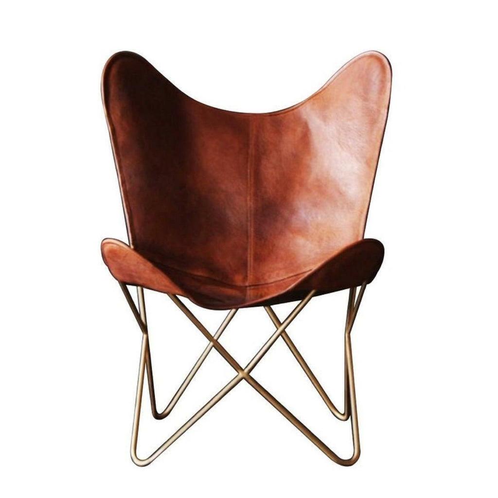 Handmade Classic Brown Leather Butterfly Chair Home Decor Living Room Chair