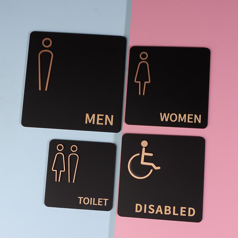 1pc New Acrylic Washroom Signage Men's And Women's Bathroom Public Toilet Door Signage Hotel Toilet Reminder Signs