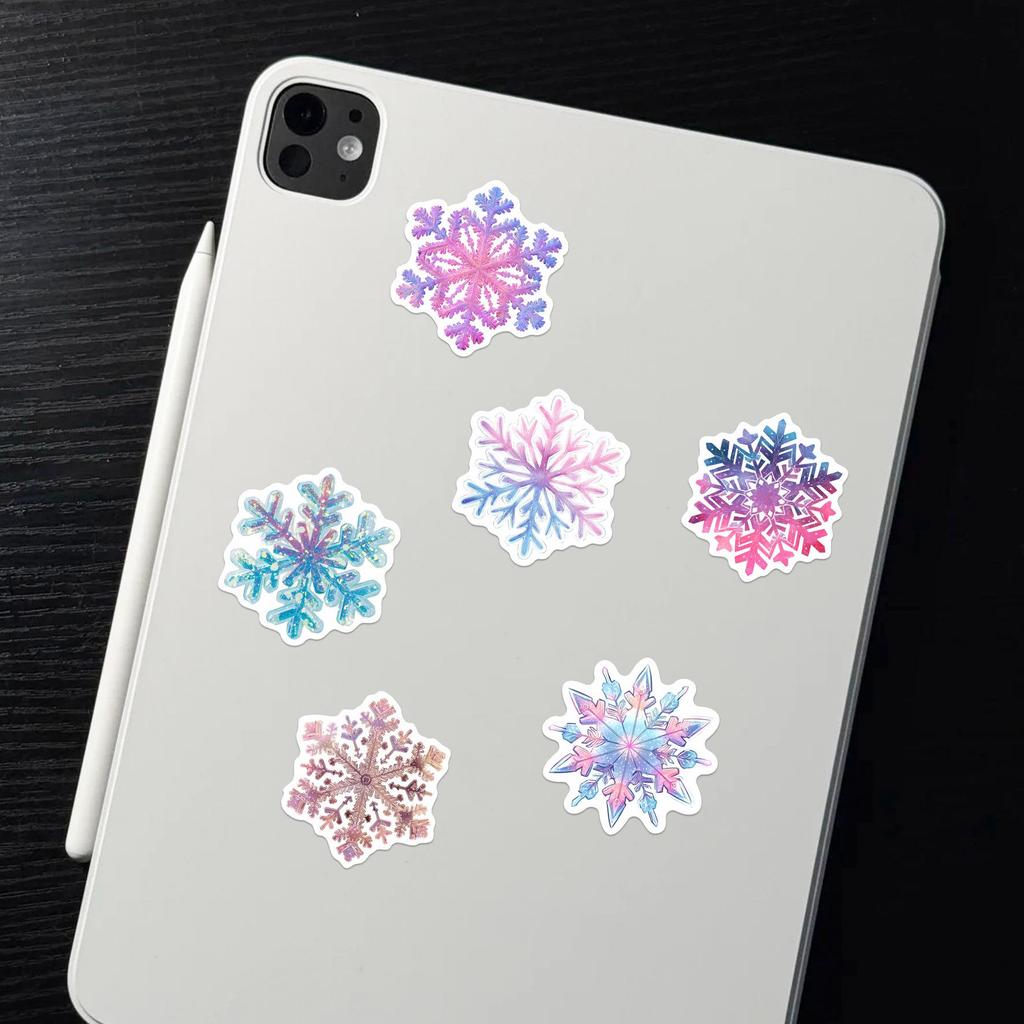 52pcs Christmas Snowflake Window & Notebook Decorative Stickers, PVC Waterproof