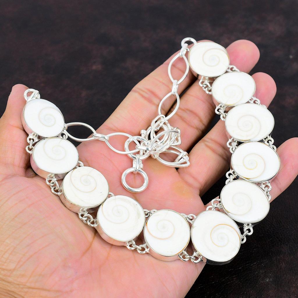 Shiva Eye Shell Gemstone Necklace Designer Necklace 925 Sterling Silver Necklace Adjustable Chain Necklace Handmade Necklace Engagement Gift