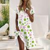 Women Summer T Shirt Dress Casual Short Sleeve V Neck Loose With Pockets