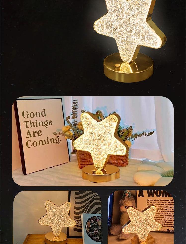 LED Night Light Star Moon Crystal  Atmosphere Light Bedroom Creative Bedlight Decorative Desk Lamp Rechargeable 3 Color Light