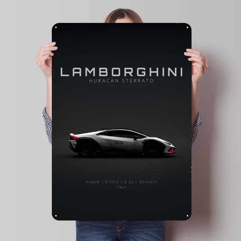 Lamborghini Tinplate Sign Cars Poster Decoration for Home Decor Items Retro Metal Sign Plaque for Garage Wall Art Decoration
