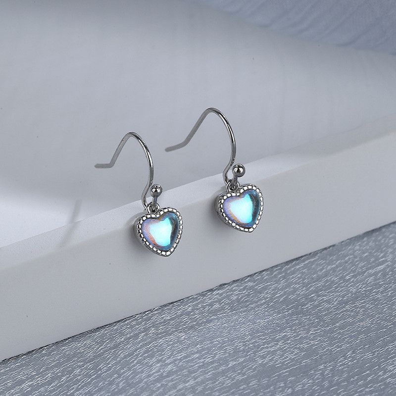 

Jewellery Girl Gift Stud Women Silver Ear Stone Earrings 925 Sterling Blue Heart