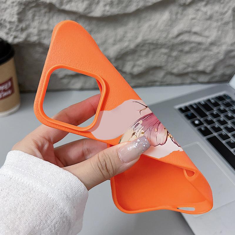 Coque de téléphone créative à imprimé papillon pour iPhone 17 Pro 17 16 15 14 13 12 Pro Max 11 Air 16e Texture cuir TPU Housse antichoc