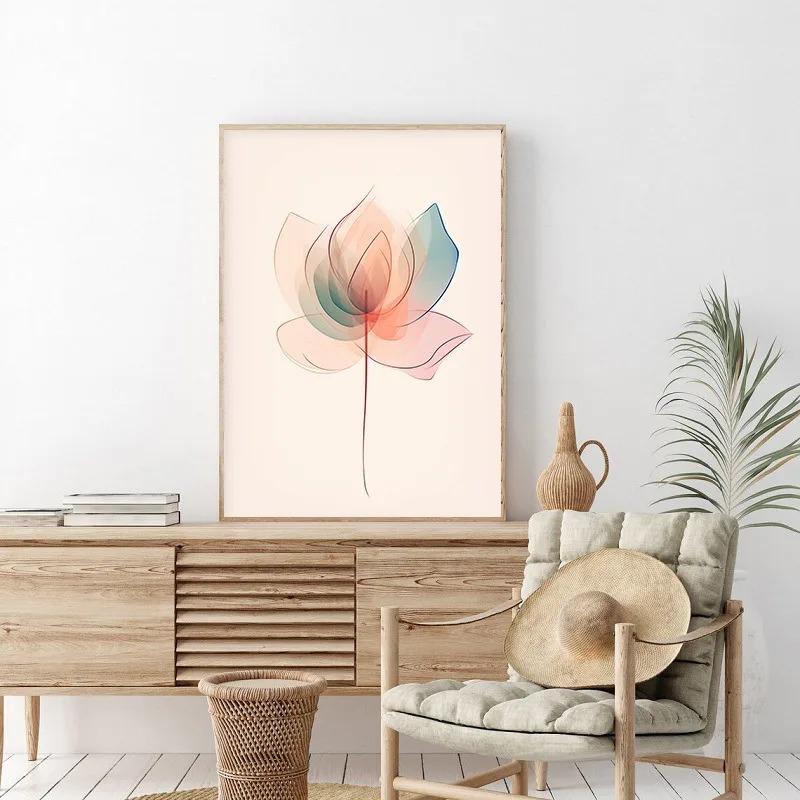 Abstract Watercolor Lotus Flower Posters Prints Colorful Floral Botanical Canvas Painting for Living Room Decor Wall Art Picture