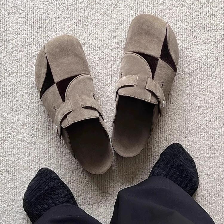 Leather Korean Version Niche Thick-soled Birkenstocks Bag Head Half Slippers Women's Outer Wear 2025 New Spring and Summer Versatile Sandals