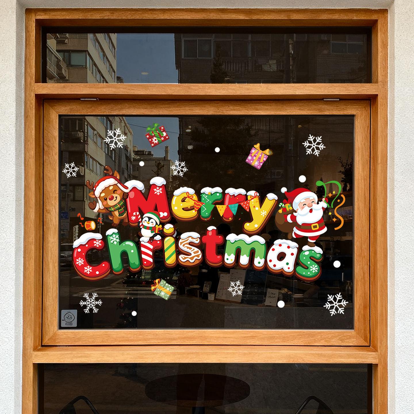 

Christmas Supplies Display Window Static Cling Stickers Christmas Decoration Creative Glass Color Mosaic Paper