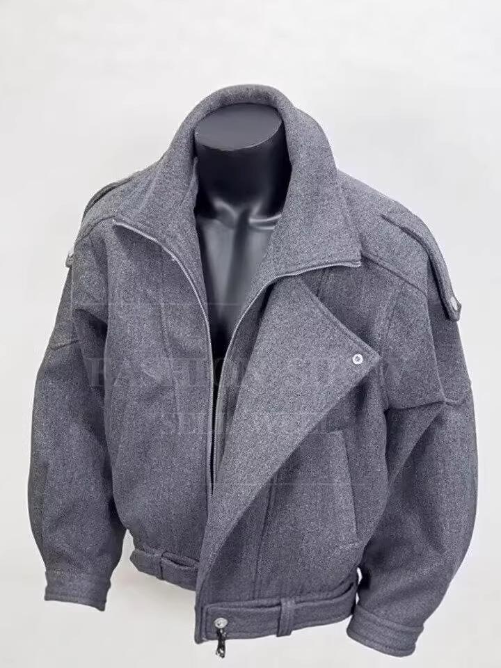 Men's Oversized Wool-Blend Padded Baseball Jacket - Autumn/Winter Hipster Style Coat