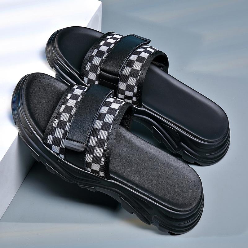 Fashion Summer New Designer Cow Leather Slippers for Men Fashion Casual Solid Color Beach Shoes Man High Quality Outdoor Slipper Shoes