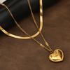 Beautiful Shaped Heart Titanium Steel Necklace For Trendy Women With Adjustable Length Options
