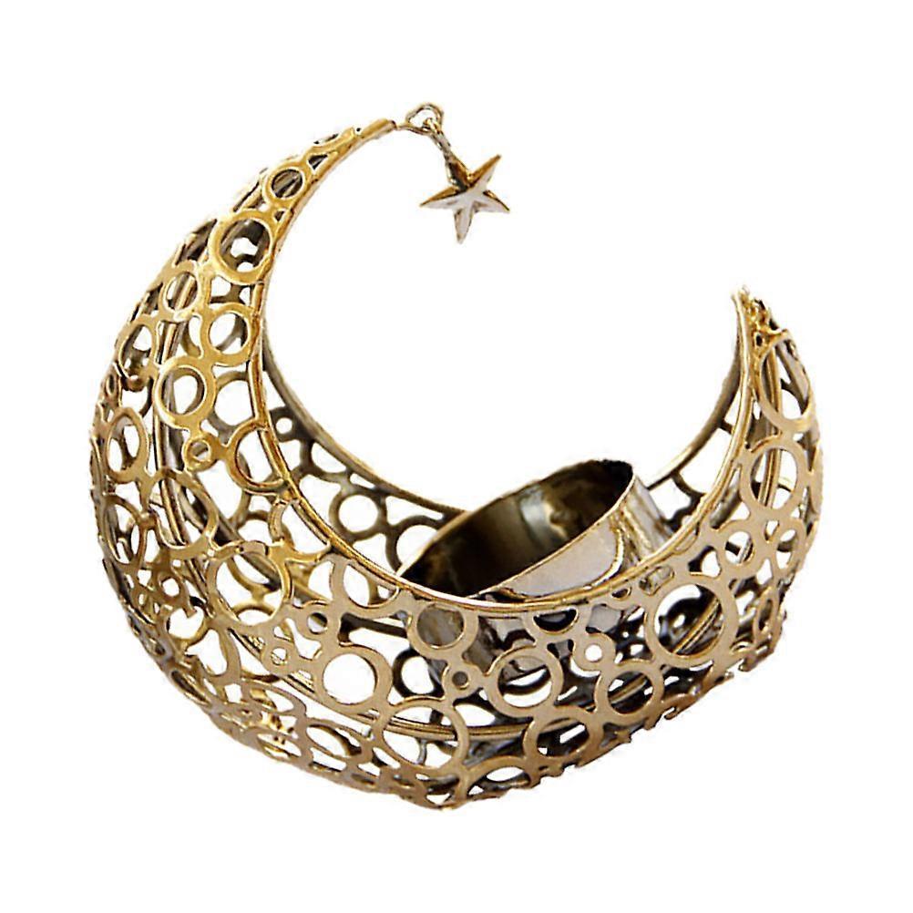 Moon Candle Holder Hollow Metal Candle Holder Candle Desktop Stand Ornament less