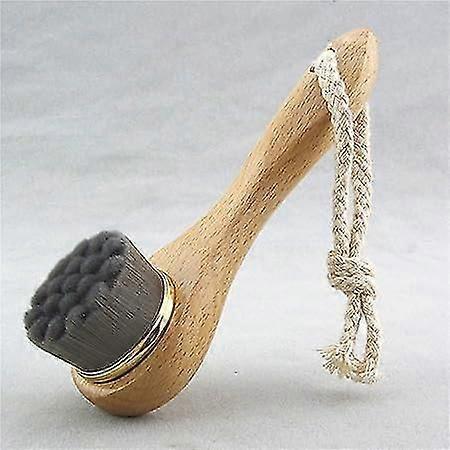 Facial Brush Soft Natural Bristle Exfoliating Skin Cleansing Cleanser With Wooden Handle