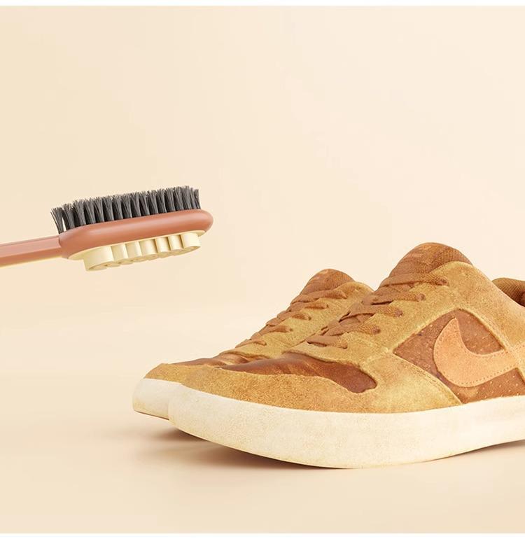 Double-Sided Suede Shoe Brush & Rubber Eraser - Quickly Removes Stains, Soft Bristles Protect Shoes.