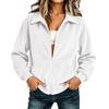 Women Zip Up Jacket Loose Fit Casual Lightweight Corduroy Outerwear Full Zip Front Pockets Long Sleeve Relaxed Fit Coat