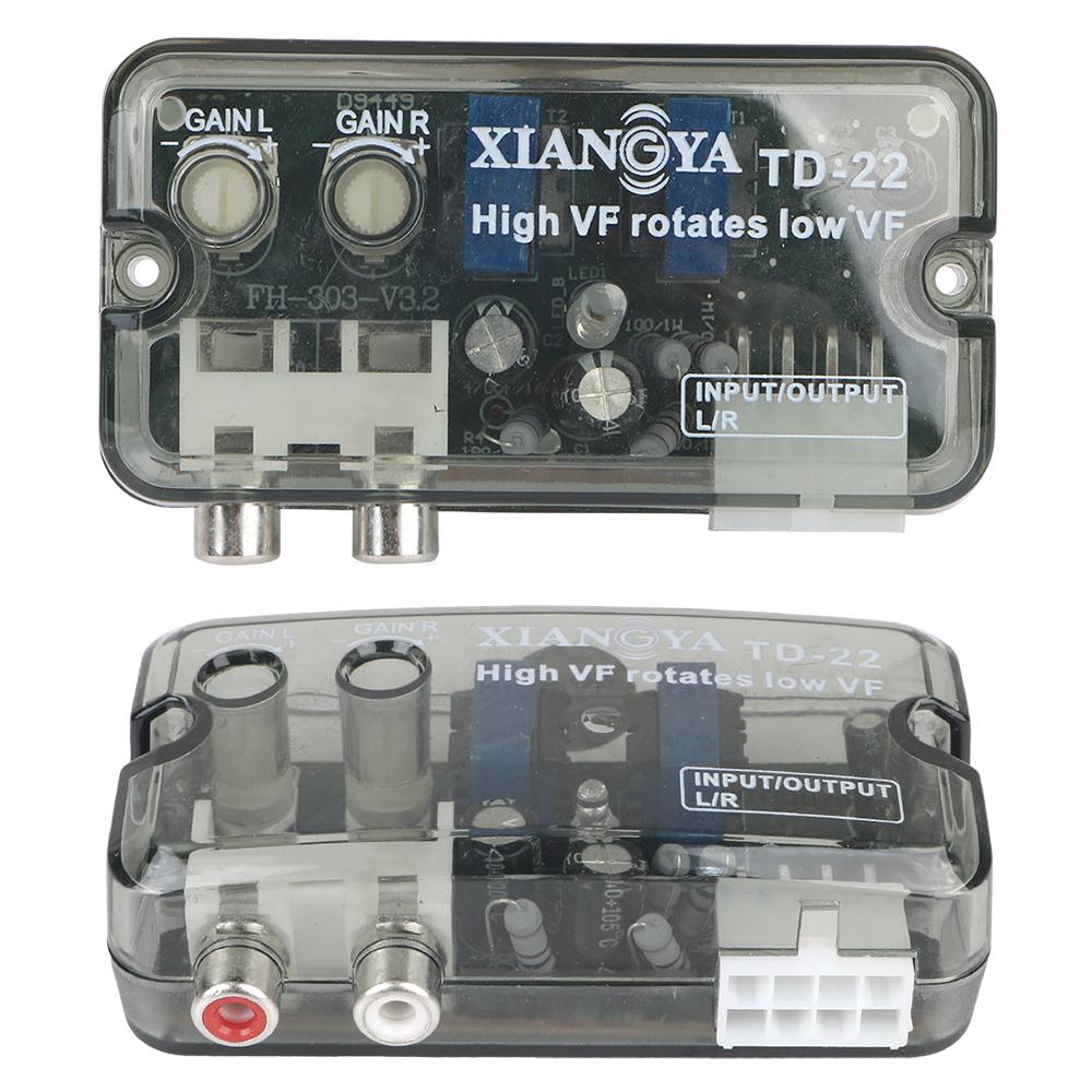 Car Audio 12V Speaker Level Converter Adapter High To Low RCA Line Stereo Radio Converters Adjustable Frequency Subwoofer