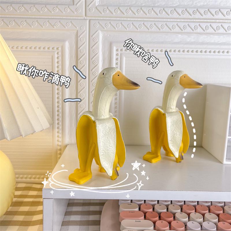Cross-Border Hot-Selling Creative Banana Duck Resin Garden Sculpture Ornaments